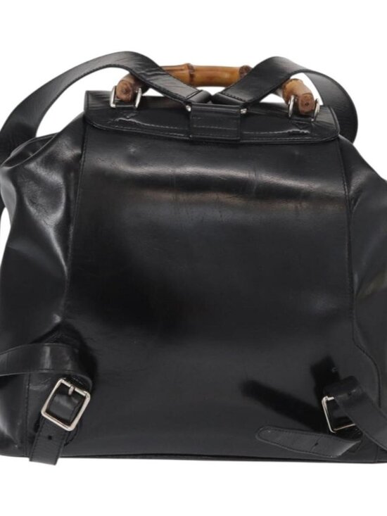 GUCCI Bamboo Backpack Enamel Black Silver 003 2058 0016 Auth 158076 main image 6